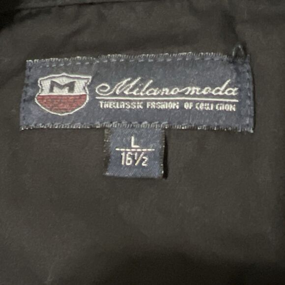 Milano Moda Men's L Long Sleeve Western Button Front Embroidered Black Shirt - Picture 4 of 9